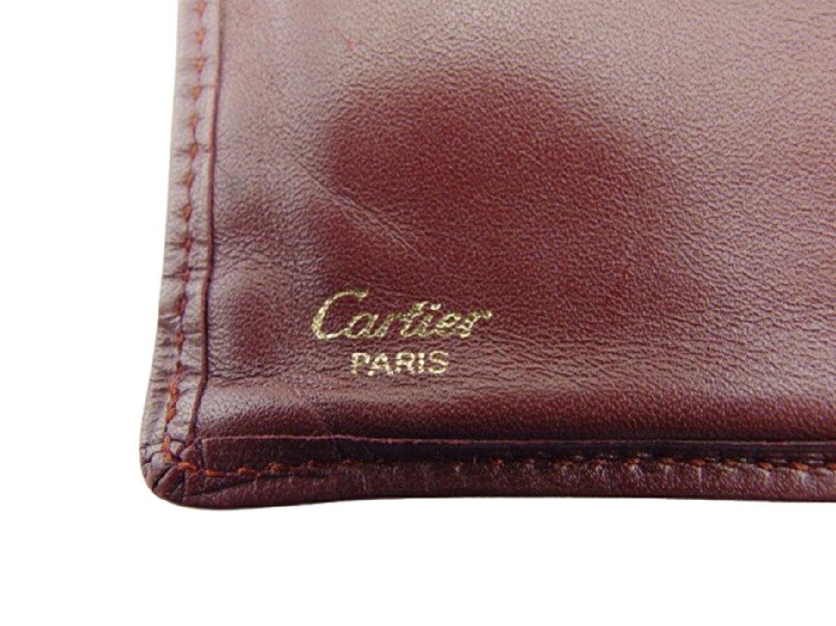 【ブラックフライデー30%OFFクーポン】カルティエ CARTIER 札入れ マストライン ボルドー レディース 中古_画像8