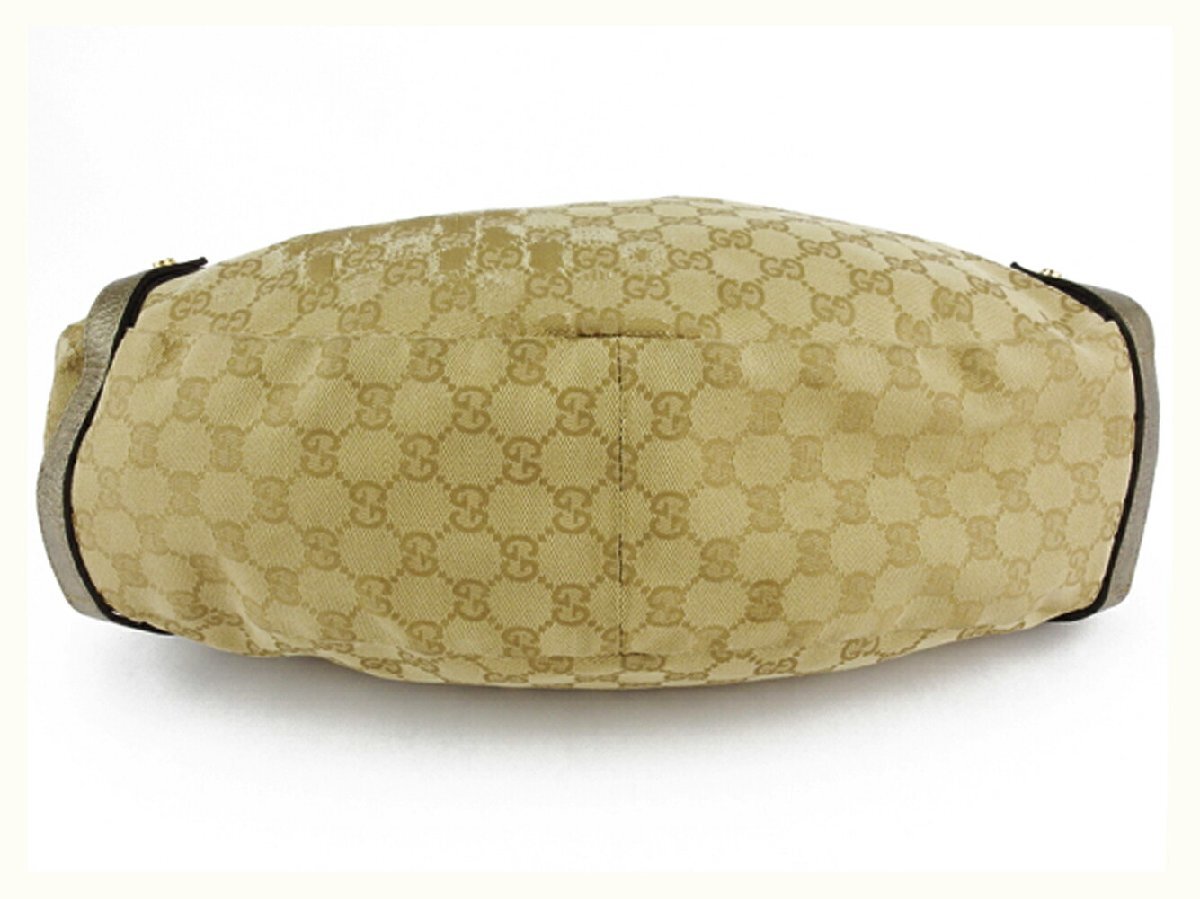 【ブラックフライデー30%OFFクーポン】グッチ GUCCI トートバッグ GGキャンバス ベージュ ゴールド系 レディース 中古_画像5