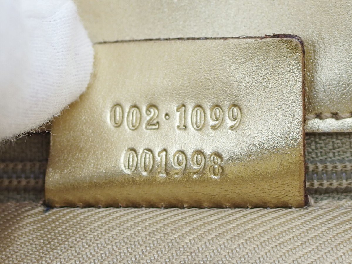 【ブラックフライデー30%OFFクーポン】グッチ GUCCI トートバッグ GGキャンバス ミント×ゴールド レディース 中古_画像8