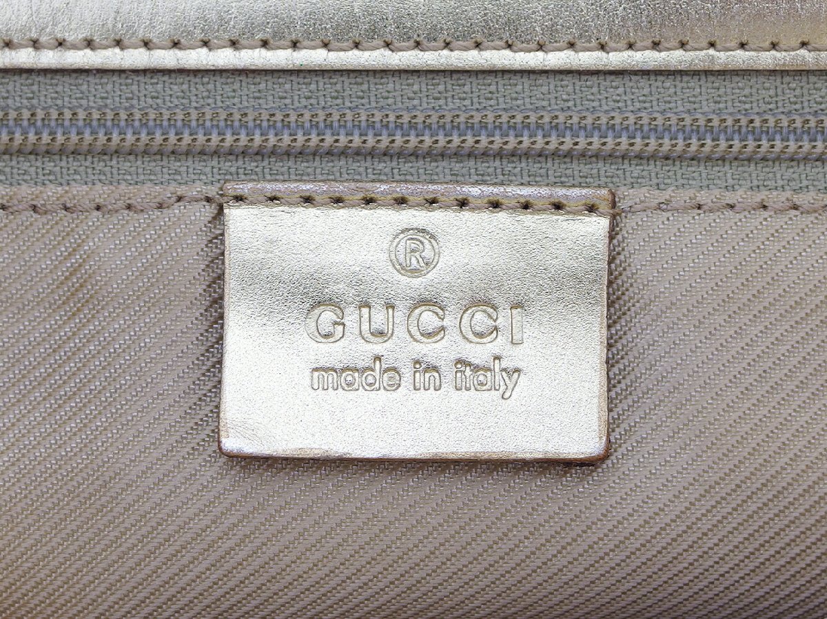 【ブラックフライデー30%OFFクーポン】グッチ GUCCI トートバッグ GGキャンバス ミント×ゴールド レディース 中古_画像10