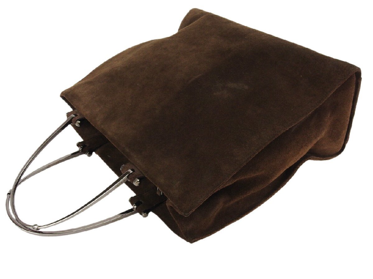 【ブラックフライデー30%OFFクーポン】グッチ GUCCI トートバッグ ビットモチーフハンドル ブラウン シルバー レディース 中古_画像2