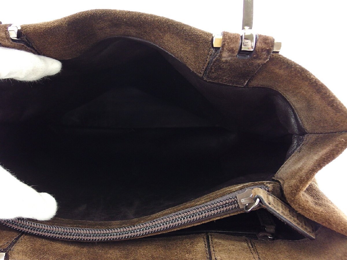 【ブラックフライデー30%OFFクーポン】グッチ GUCCI トートバッグ ビットモチーフハンドル ブラウン シルバー レディース 中古_画像5