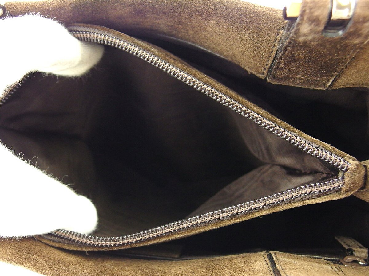 【ブラックフライデー30%OFFクーポン】グッチ GUCCI トートバッグ ビットモチーフハンドル ブラウン シルバー レディース 中古_画像6