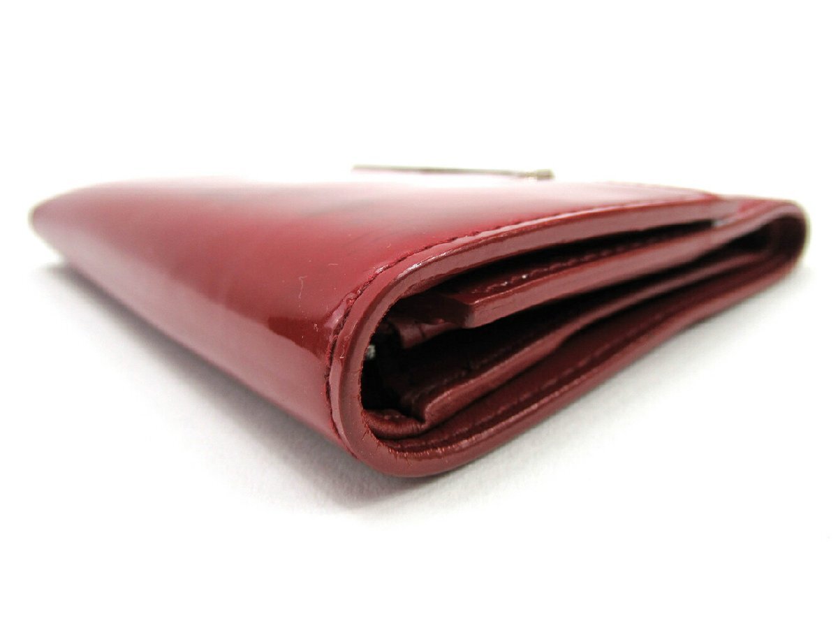 【ブラックフライデー30%OFFクーポン】ミュウミュウ MIUMIU 三つ折り財布 ボルドー レディース 中古_画像3