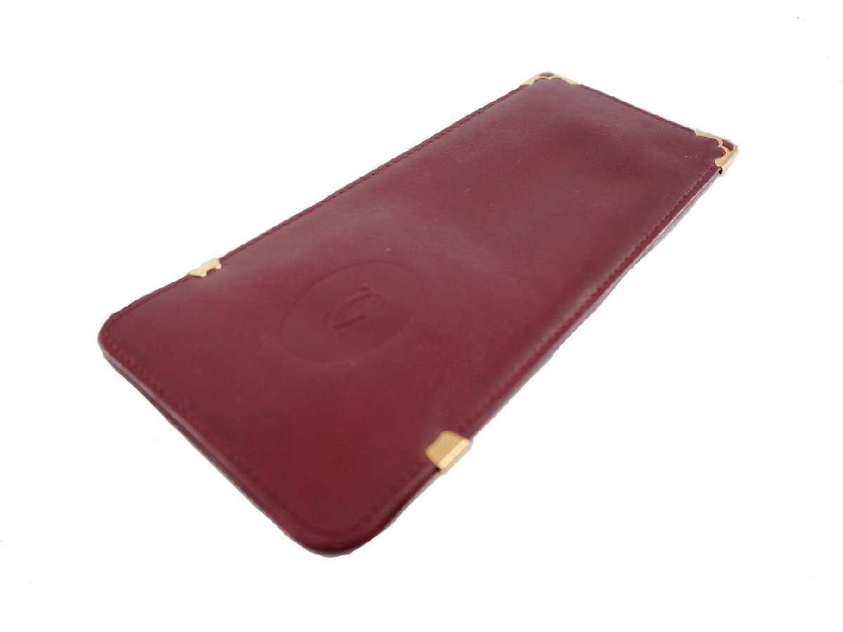 【ブラックフライデー30%OFFクーポン】カルティエ CARTIER メガネケース マストライン ボルドー×ゴールド レディース 中古_画像8