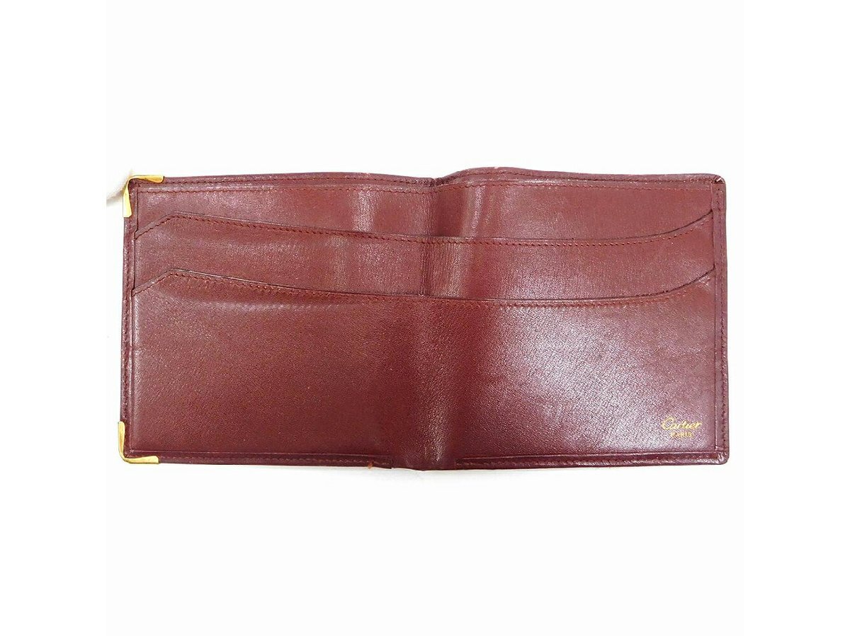【ブラックフライデー30%OFFクーポン】カルティエ CARTIER 札入れ マストライン ボルドー レディース 中古_画像2