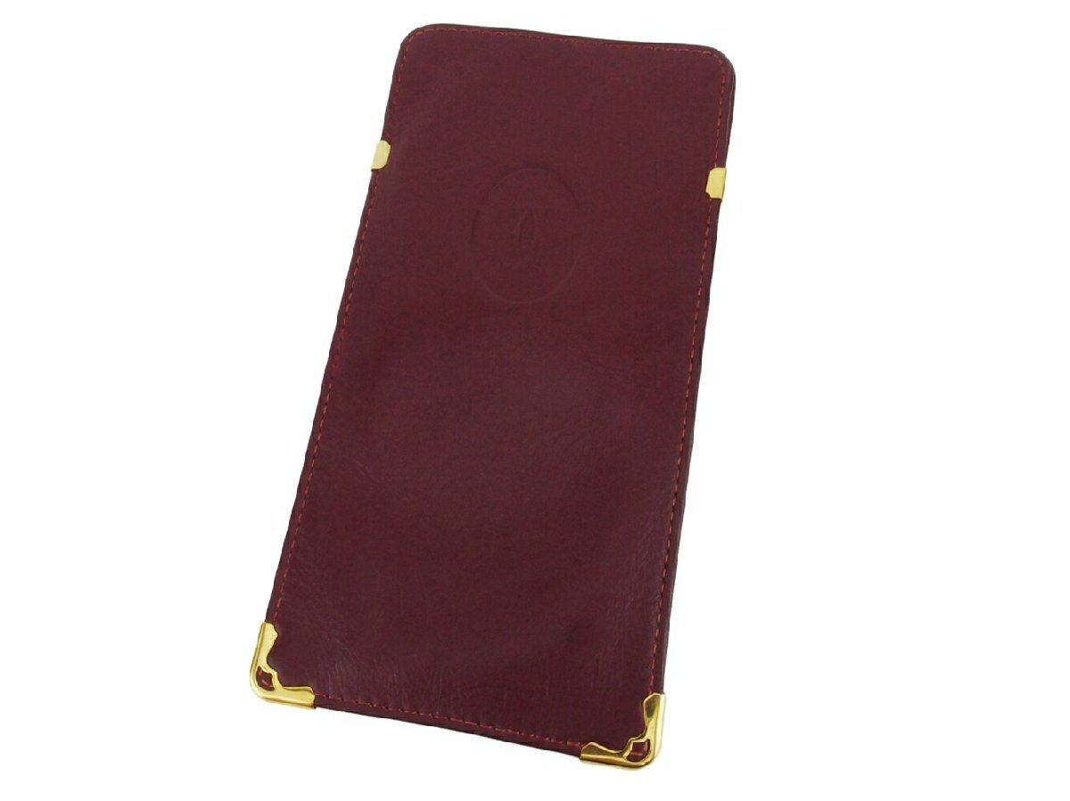 【ブラックフライデー30%OFFクーポン】カルティエ CARTIER メガネケース マストライン ボルドー ゴールド レディース 中古_画像2