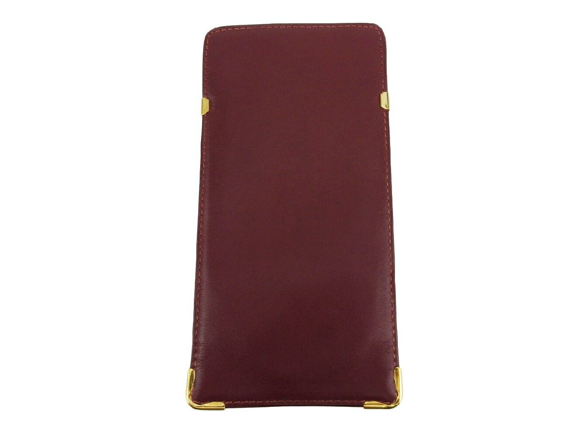 【ブラックフライデー30%OFFクーポン】カルティエ CARTIER メガネケース マストライン ボルドー ゴールド レディース 中古_画像3