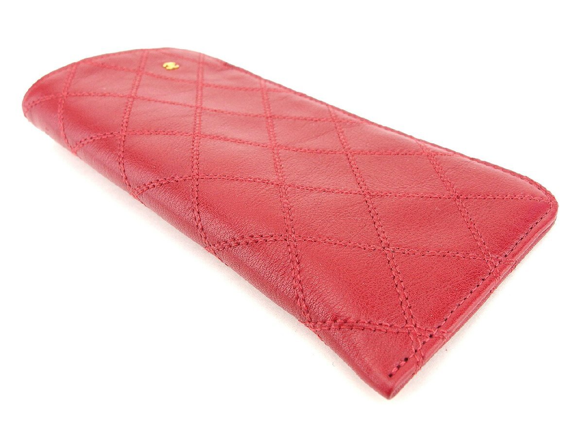 【ブラックフライデー30%OFFクーポン】シャネル メガネケース オールドシャネル レディース ビコローレ レッド 中古_画像4