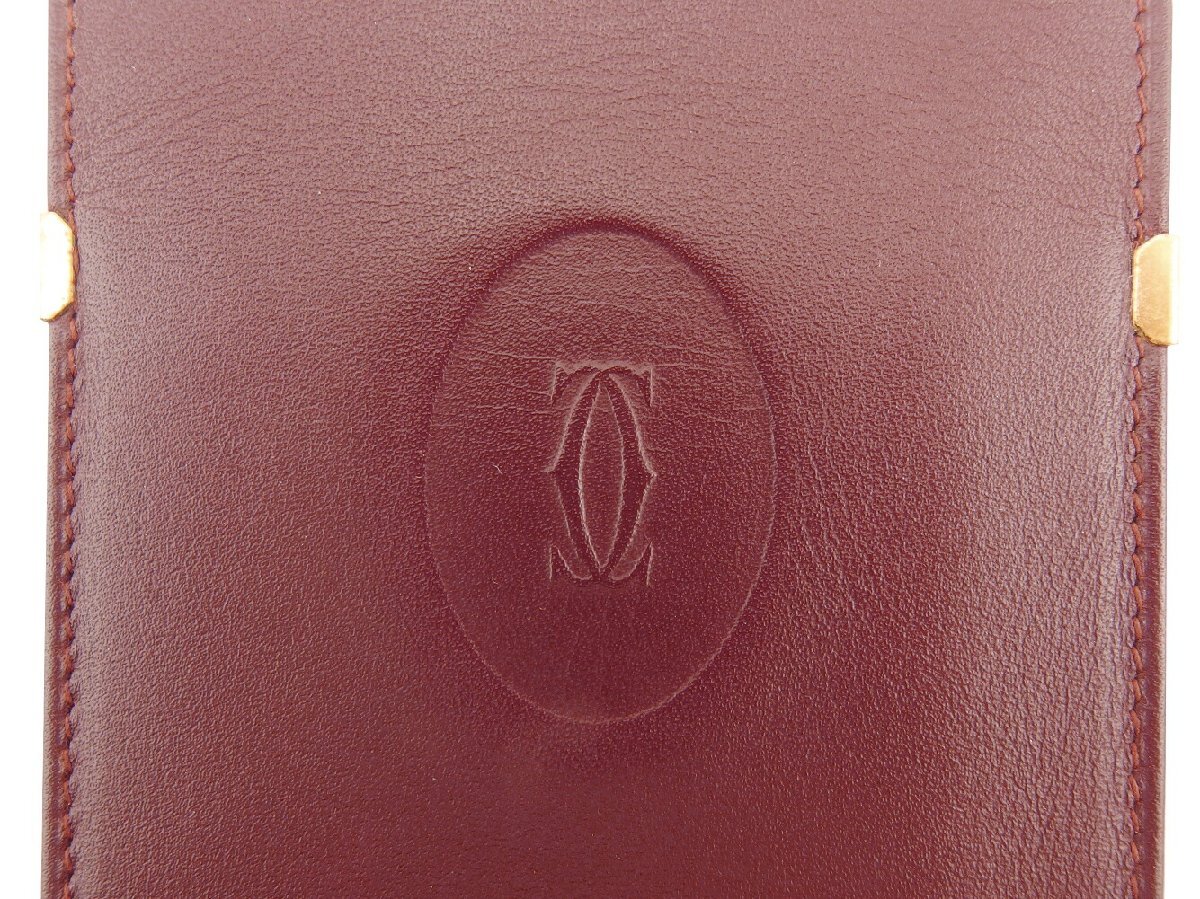 【ブラックフライデー30%OFFクーポン】カルティエ CARTIER メガネケース マストライン 角プレート ボルドー レディース 中古_画像5