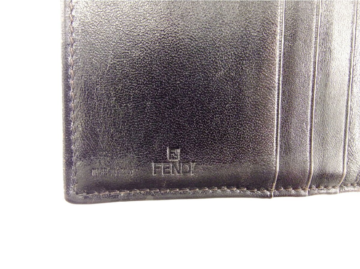 【ブラックフライデー30%OFFクーポン】フェンディ FENDI 三つ折り財布 ズッカ ブラック ベージュ ブラウン レディース 中古_画像8