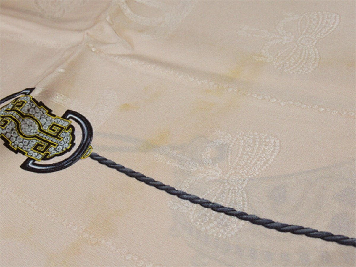 【ブラックフライデー30%OFFクーポン】カルティエ CARTIER スカーフ ジュエリー柄 ピンク ベージュ ネイビー系 レディース 中古_画像6