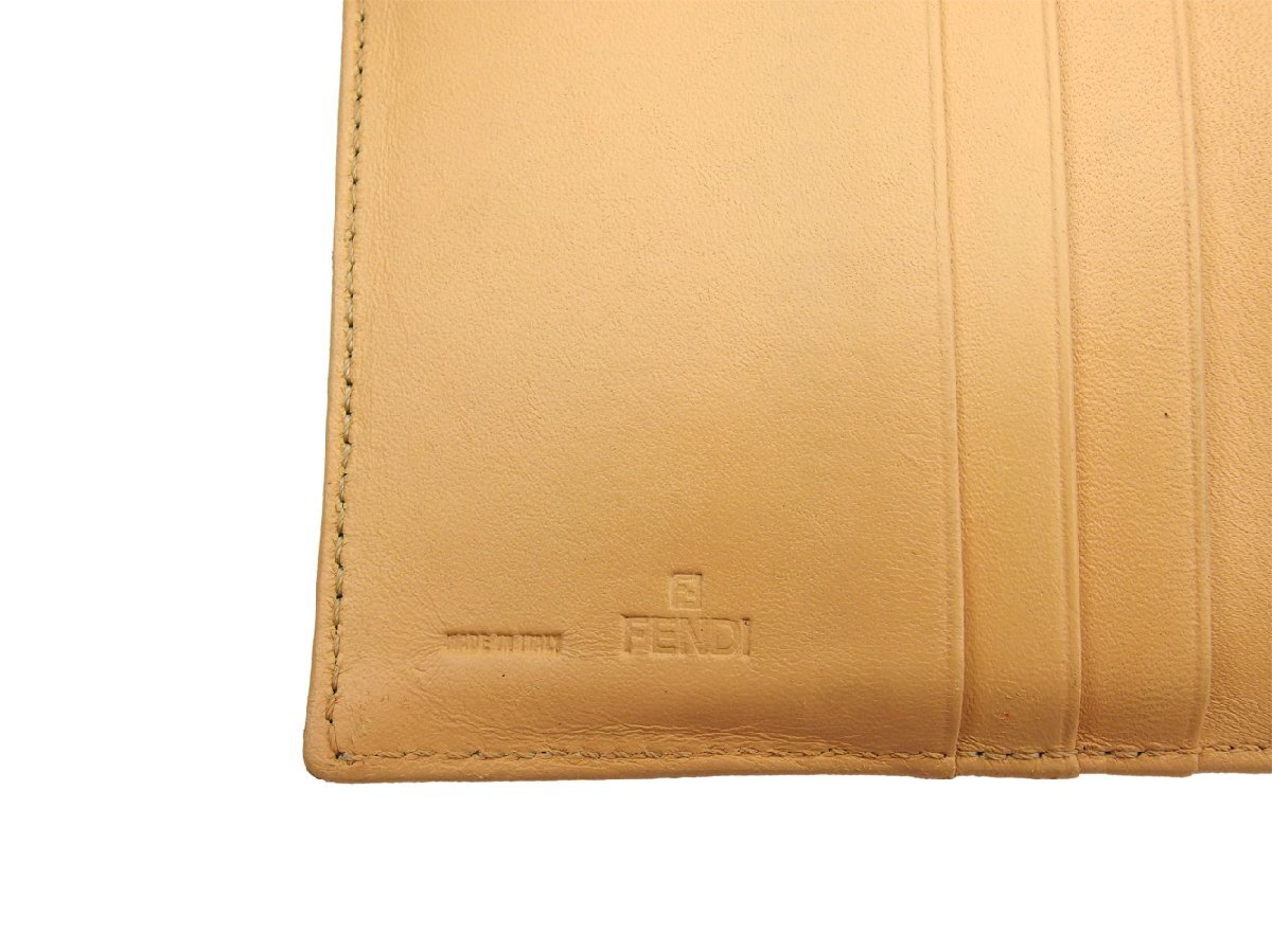 【ブラックフライデー30%OFFクーポン】フェンディ FENDI 三つ折り財布 ズッキーノ ベージュ ブラウン レディース 中古_画像9