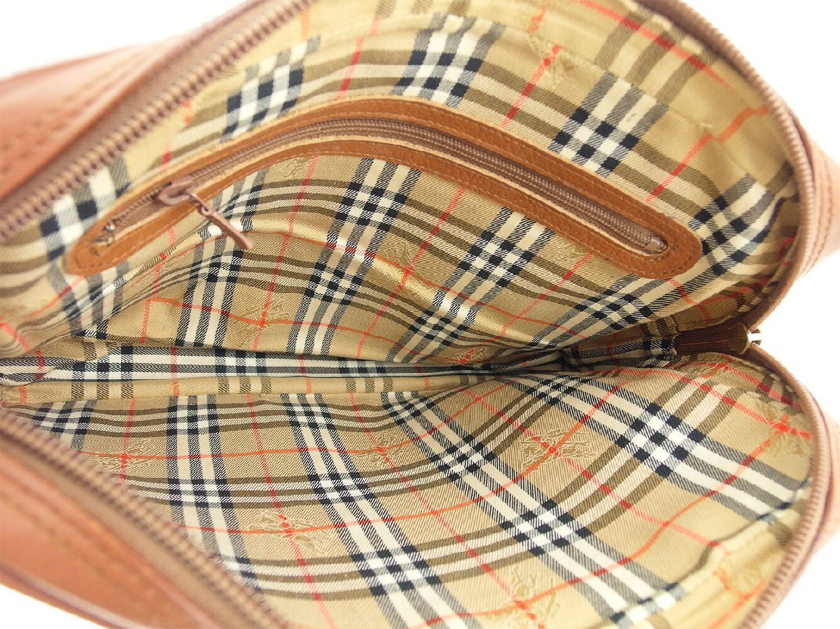 【ブラックフライデー30%OFFクーポン】バーバリー BURBERRY クラッチバッグ ノバチェック ブラウン レディース 中古_画像5