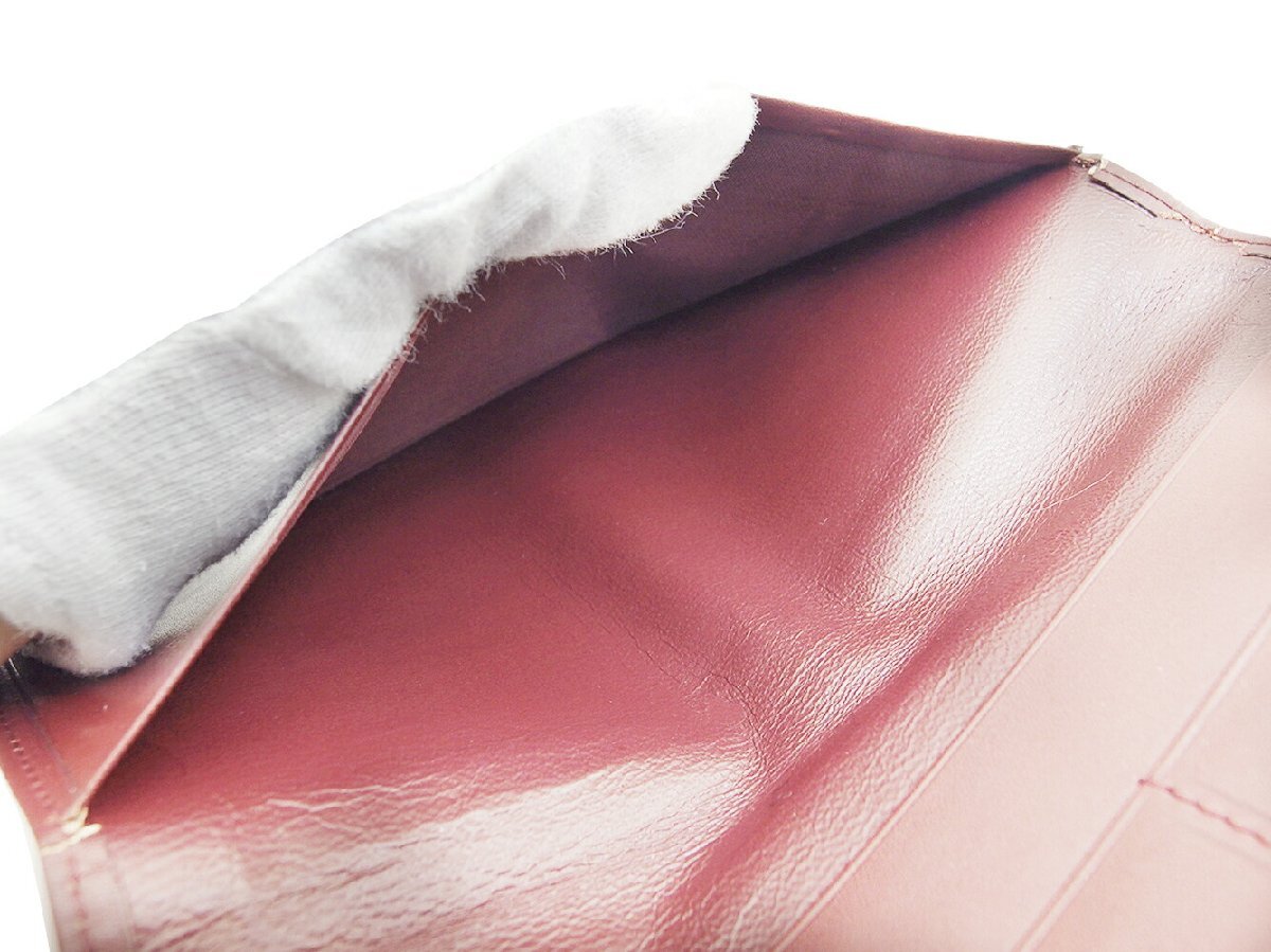 【ブラックフライデー30%OFFクーポン】カルティエ CARTIER 札入れ マストライン ボルドー×ゴールド レディース 中古_画像5