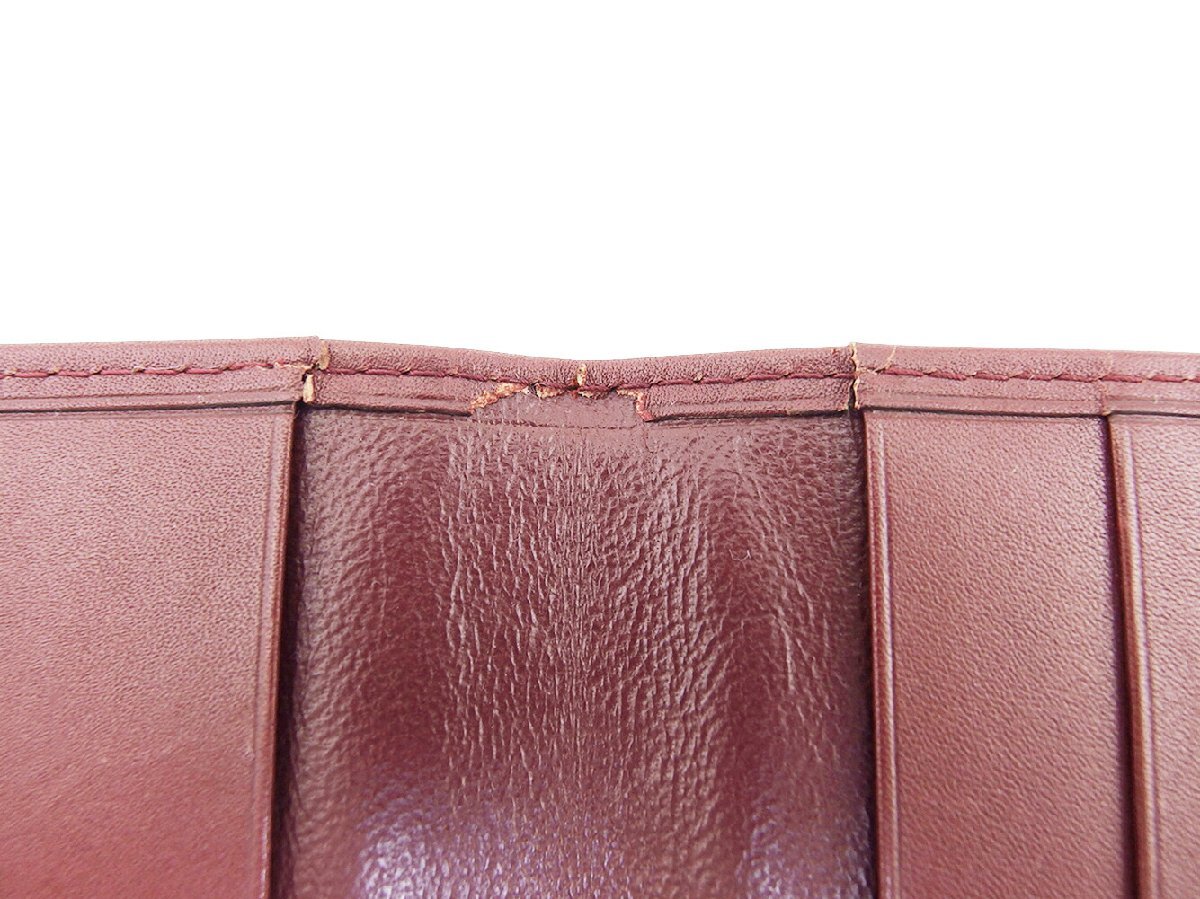 【ブラックフライデー30%OFFクーポン】カルティエ CARTIER 札入れ マストライン ボルドー×ゴールド レディース 中古_画像9
