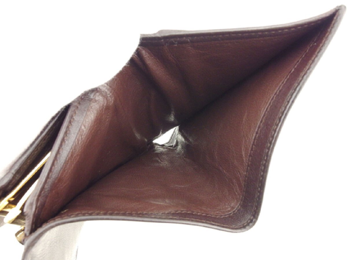 【ブラックフライデー30%OFFクーポン】グッチ 三つ折り 財布 がま口 レディース バンブービット ブラウン ベージュ ゴールド 中古_画像5