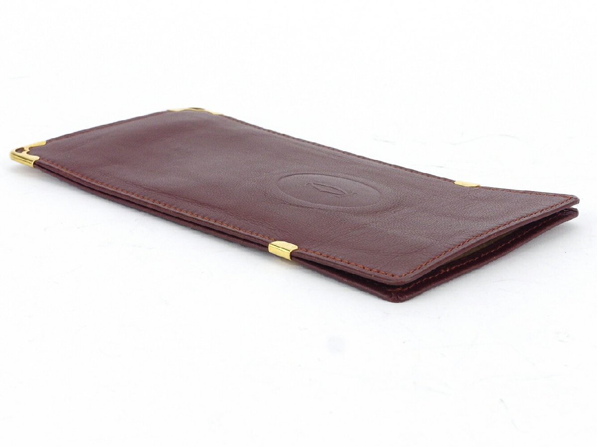 【ブラックフライデー30%OFFクーポン】カルティエ CARTIER メガネケース マストライン ボルドー ゴールド レディース 中古_画像3