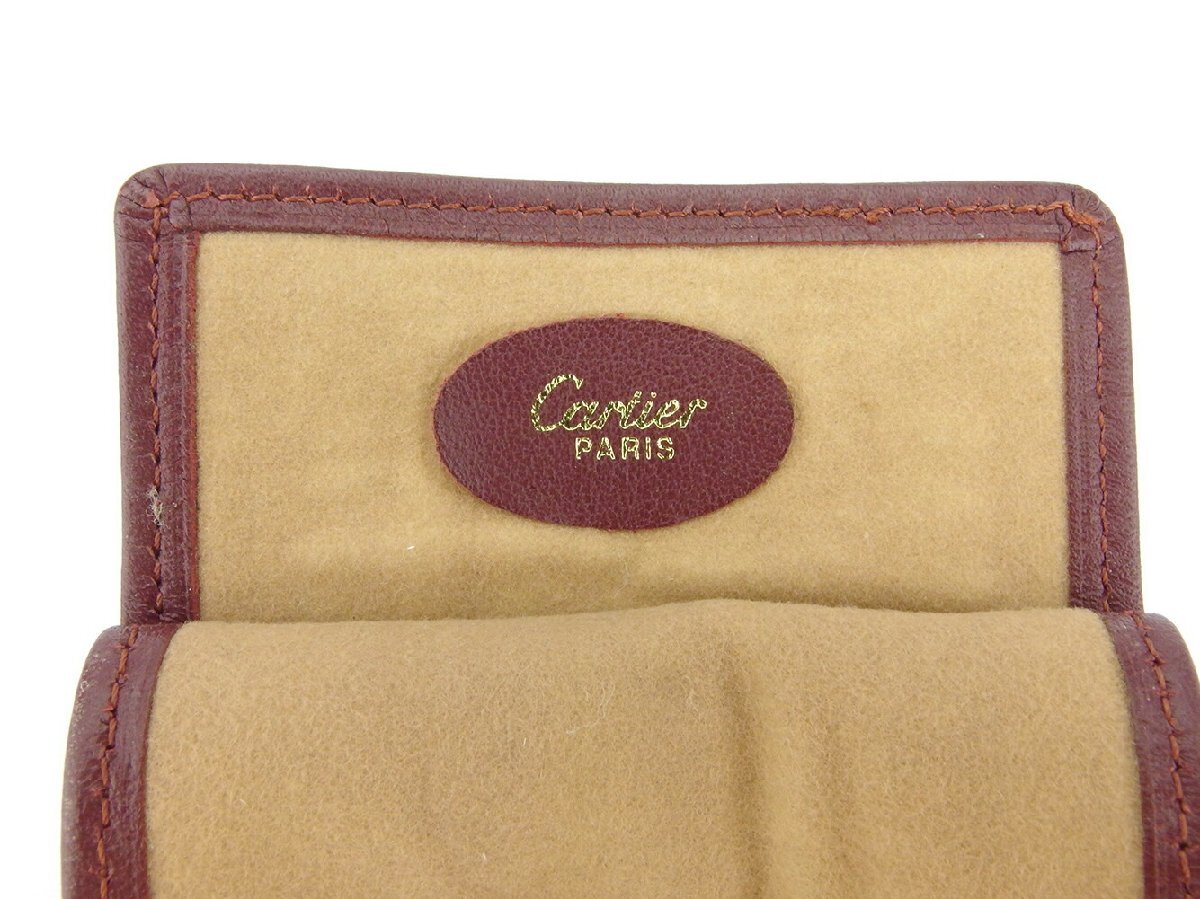 【ブラックフライデー30%OFFクーポン】カルティエ CARTIER メガネケース マストライン ボルドー ゴールド レディース 中古_画像6