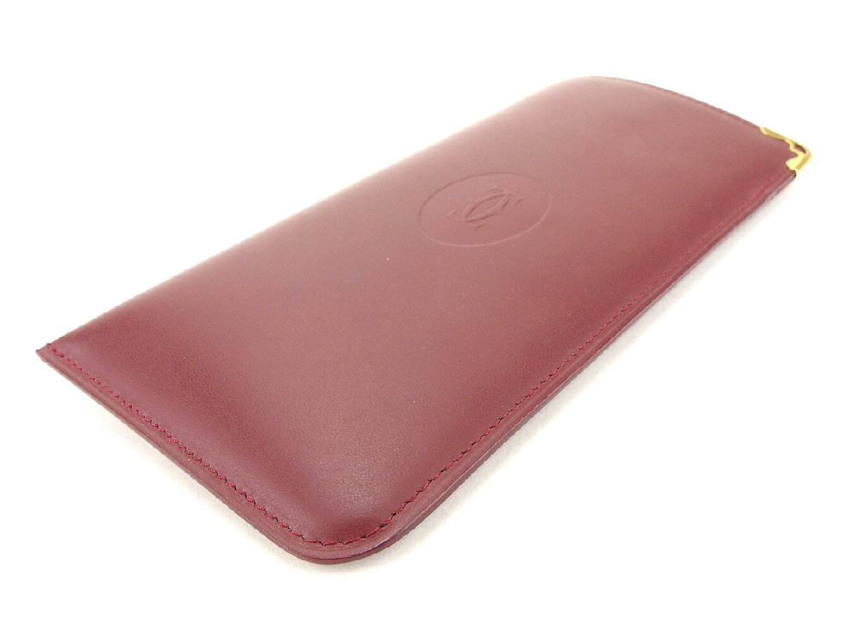 【ブラックフライデー30%OFFクーポン】カルティエ CARTIER メガネケース マストライン ボルドー ゴールド レディース 中古_画像3