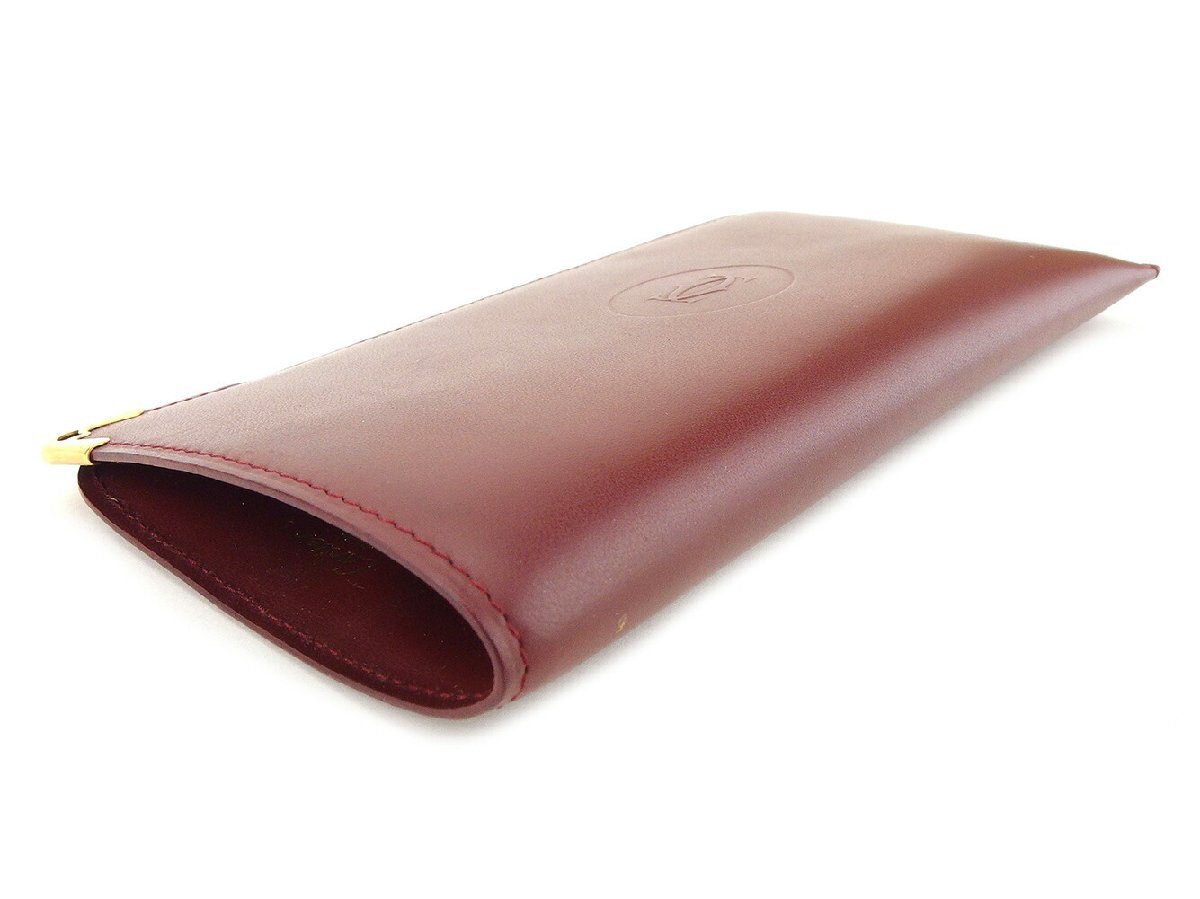 【ブラックフライデー30%OFFクーポン】カルティエ CARTIER メガネケース マストライン ボルドー ゴールド レディース 中古_画像4