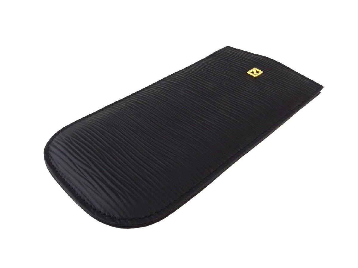 【ブラックフライデー30%OFFクーポン】フェンディ FENDI メガネケース FFマーク ブラック ゴールド レディース 中古_画像2