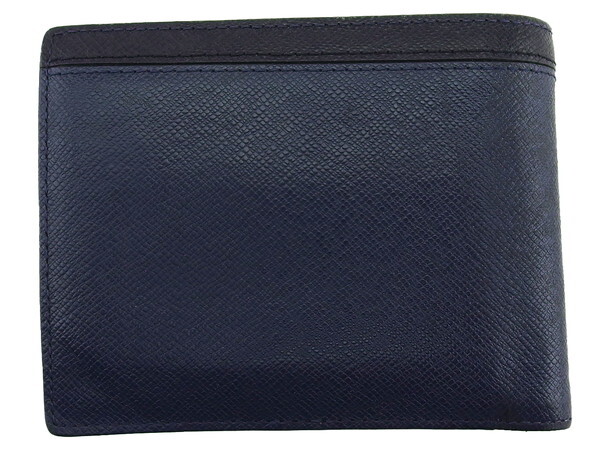 【10%OFFクーポン】ランバン LANVIN 二つ折り財布 クウルールドヴァン ネイビー×ブラック レディース 中古_画像2