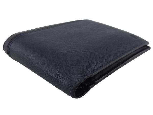 【10%OFFクーポン】ランバン LANVIN 二つ折り財布 クウルールドヴァン ネイビー×ブラック レディース 中古_画像3