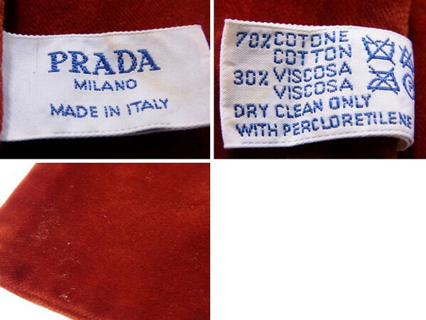 【10%OFFクーポン】プラダ マフラー ストール レディース ベロア風 ダークオレンジ 中古_画像6