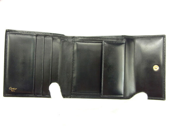 【30%OFFクーポン】カルティエ 三つ折り財布 レディース パンテール ブラック 中古_画像4