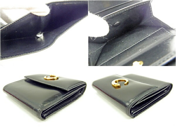 【30%OFFクーポン】カルティエ 三つ折り財布 レディース パンテール ブラック 中古_画像6