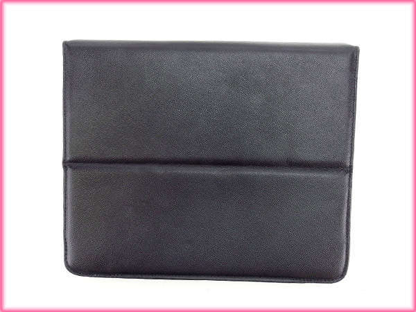 【30%OFFクーポン】トリバーチ iPadケース アイパッド レディース ロゴプレート ブラック×ブラックシルバー 中古_画像2