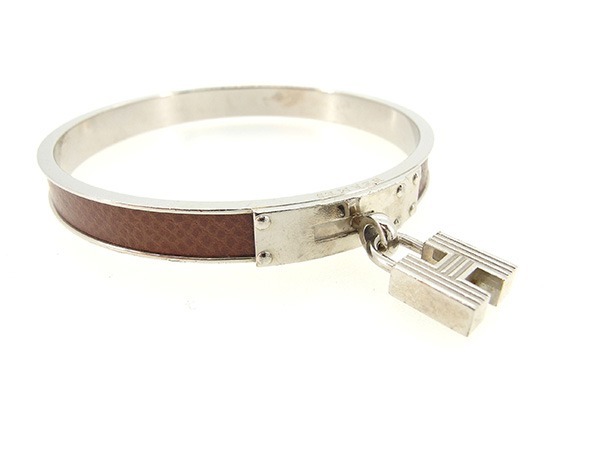 【30%OFFクーポン】エルメス バングル アクセサリー レディース ケリー ブラウン×シルバー 中古_画像4