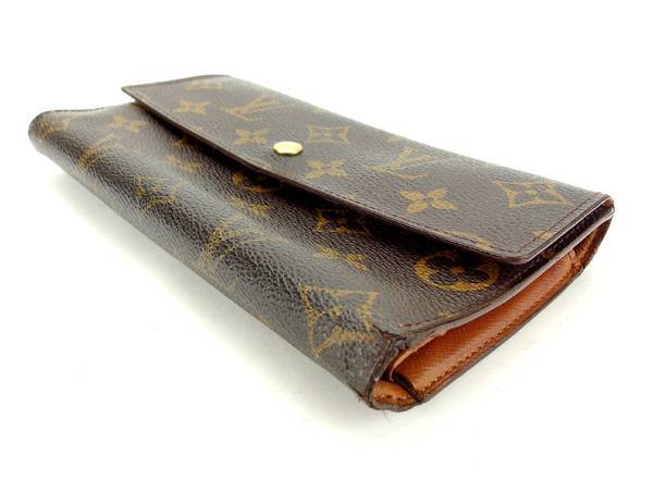 【30%OFFクーポン】ルイヴィトン 三つ折り財布 長財布 レディース /ポルトトレゾールインターナショナル モノグラム ブラウン 中古_画像3