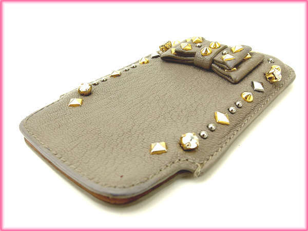 [30%OFF купон ] MiuMiu iPhone4/5/SE женский лента узор имеется заклепки серебряный б/у 