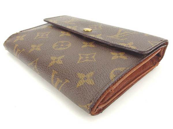 【30%OFFクーポン】ルイヴィトン 三つ折り財布 レディース ポルトトレゾールエテュイパピエ モノグラム ブラウン 中古_画像3