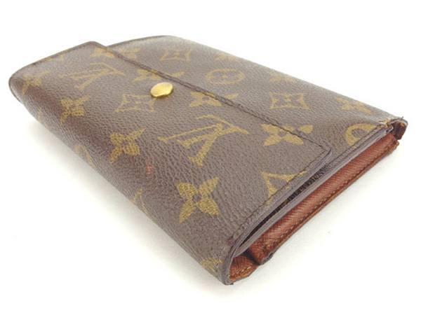【30%OFFクーポン】ルイヴィトン 三つ折り財布 レディース ポルトトレゾールエテュイパピエ モノグラム ブラウン 中古_画像4