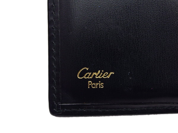 【30%OFFクーポン】カルティエ CARTIER 三つ折り財布 パンテール ブラック×ゴールド レディース 中古_画像7