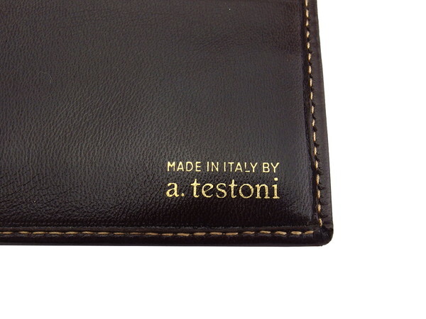 【ブラックフライデー30%OFFクーポン】ア・テストーニ a.testoni 札入れ MARRONE レディース 中古_画像8
