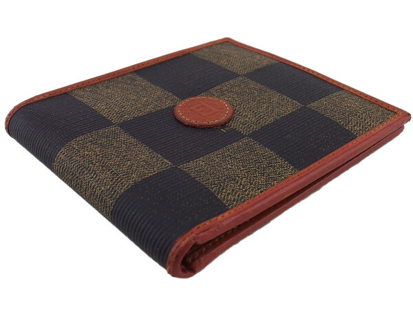 【ブラックフライデー30%OFFクーポン】フェンディ FENDI 札入れ ペカン　ブロックチェック ライトブラウン　ブラック レディース 中古_画像2
