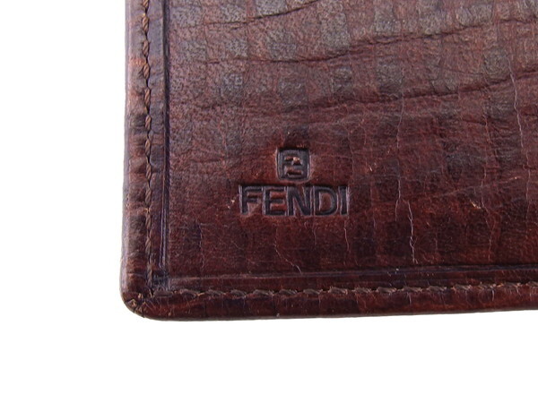 【ブラックフライデー30%OFFクーポン】フェンディ FENDI 三つ折り財布 ブラウン×ゴールド レディース 中古_画像7
