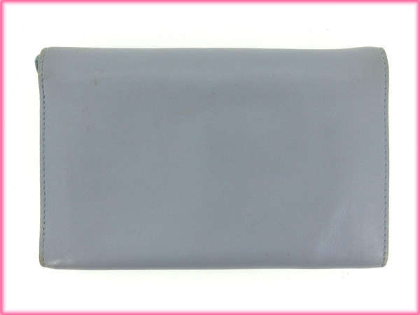 【ブラックフライデー30%OFFクーポン】ミュウミュウ 三つ折り財布 レディース ブルー 中古_画像2