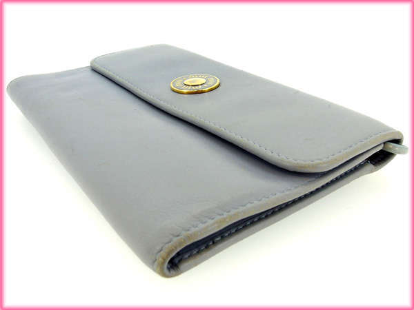 【ブラックフライデー30%OFFクーポン】ミュウミュウ 三つ折り財布 レディース ブルー 中古_画像3