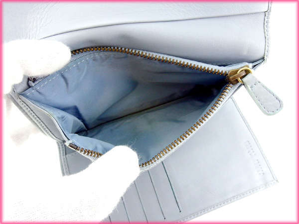 【ブラックフライデー30%OFFクーポン】ミュウミュウ 三つ折り財布 レディース ブルー 中古_画像6