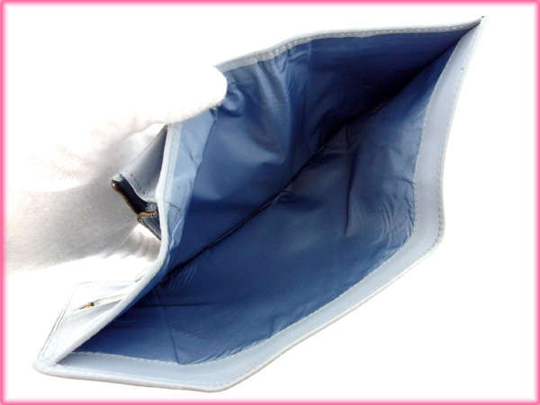 【ブラックフライデー30%OFFクーポン】ミュウミュウ 三つ折り財布 レディース ブルー 中古_画像7