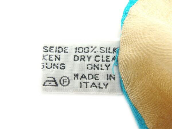 【ブラックフライデー30%OFFクーポン】カルティエ スカーフ 大判サイズ レディース マストライン ベージュ×ブルー系 中古_画像5