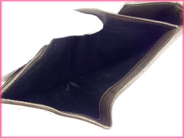 【ブラックフライデー30%OFFクーポン】グッチ 三つ折り財布 レディース グッチシマ ブラック×カーキー 中古_画像5