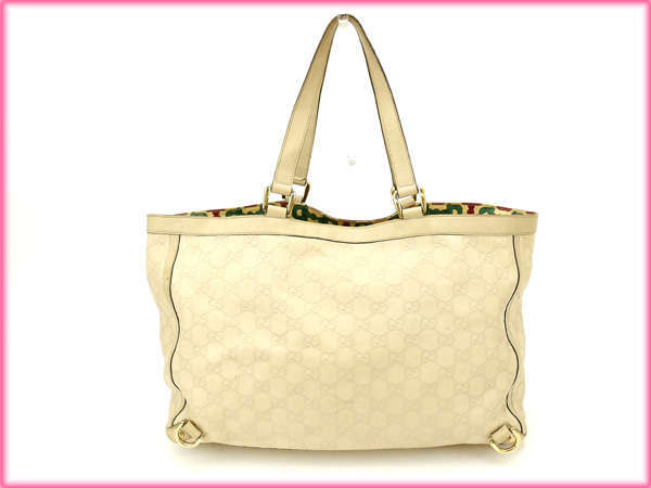【ブラックフライデー30%OFFクーポン】グッチ トートバッグ ワンショルダー レディース グッチシマ ホワイト 中古_画像2