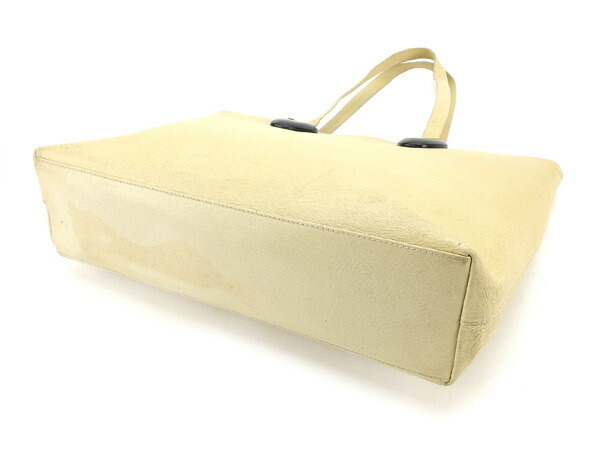 【ブラックフライデー30%OFFクーポン】グッチ トートバッグ ショルダーバッグ レディース ロゴプレート ベージュ×ブラック 中古_画像4