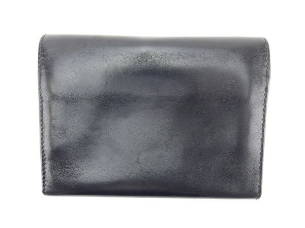 【ブラックフライデー30%OFFクーポン】グッチ 三つ折り財布 がま口 中長財布 レディース ブラック×ゴールド 中古_画像2